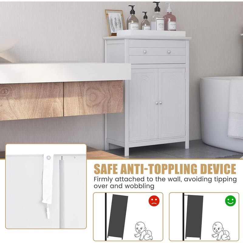 Gymax Bathroom Storage Cabinet Free Standing Large Drawer W/Adjustable