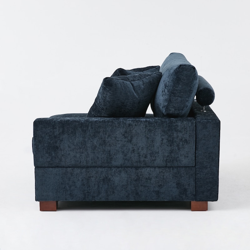 41" W Modern Chenille Corner Arm Accent Chair Sectional Module with Pillows