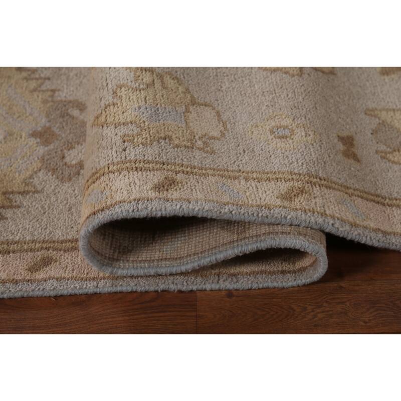 Earth Tone Oushak Indian Area Rug Hand-Knotted Wool Carpet - 9'1" x 11'10"