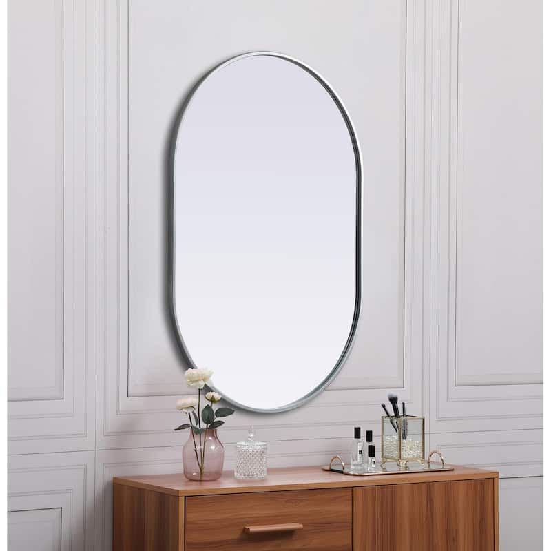 Indigo Home Metal Frame Oval Mirror 27x40 Inch
