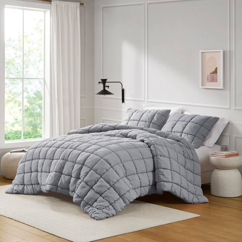 Intelligent Design Dream Puff Down Alternative Comforter Set - Full - Queen - Grey