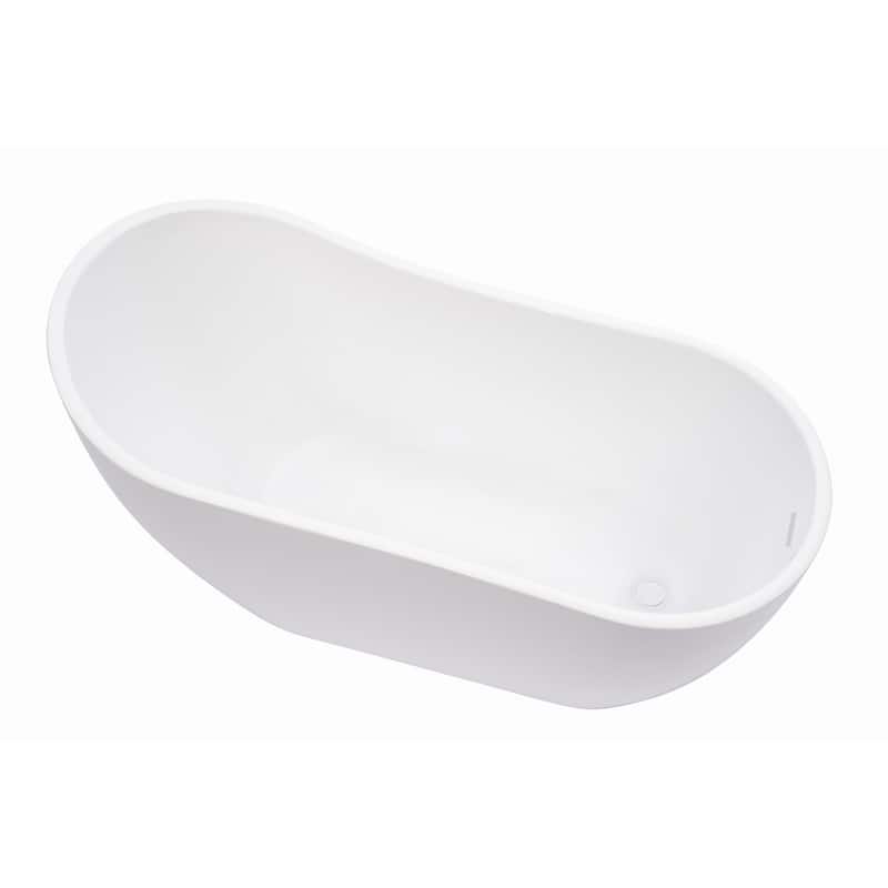 Vanity Art 59-Inch Acrylic Freestanding Soaking Bathtub with Overflow & Pop-up Drain - 59"