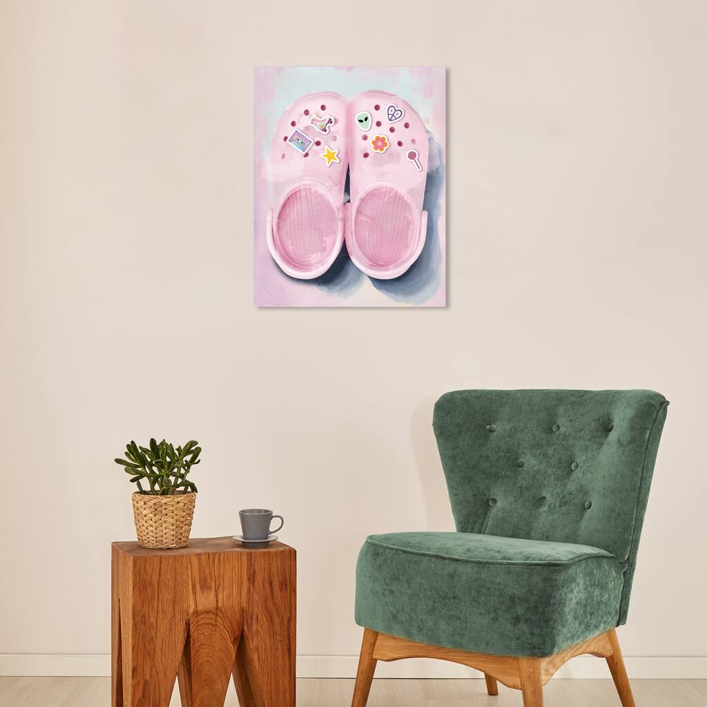Wynwood Studio Fashion and Glam Favorite Casual Fun Shoes Pink and Light Pink Modern & Contemporary Wall Art Canvas Print