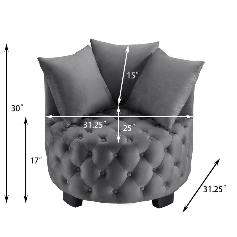 Upholstered Tufted Leisure Chair Accent Chair, Velvet Single Sofa Round Club Chair
