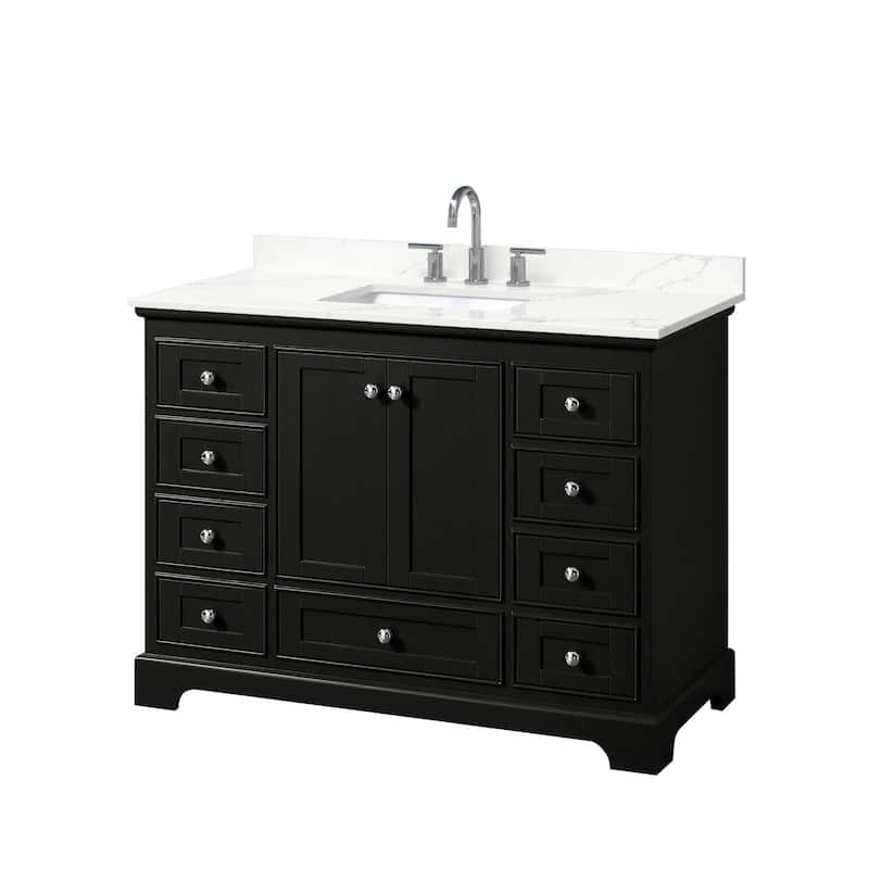 Wyndham Collection WCS202048S-QTZ-US3MXX Deborah 48" Free Standing - Dark Espresso / Giotto Quartz Top / Polished