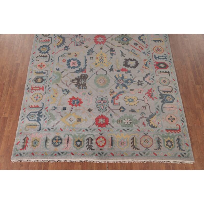 Transitional Floral Oushak Area Rug Handmade Oriental Wool Carpet - 7'11"x 10'4"