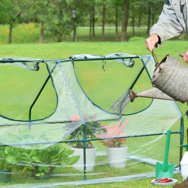 Aoodor 6x3x3 ft Mini Greenhouse with 2 Zipper Doors, 3 Covers - 6 x 3 x 3 ft.