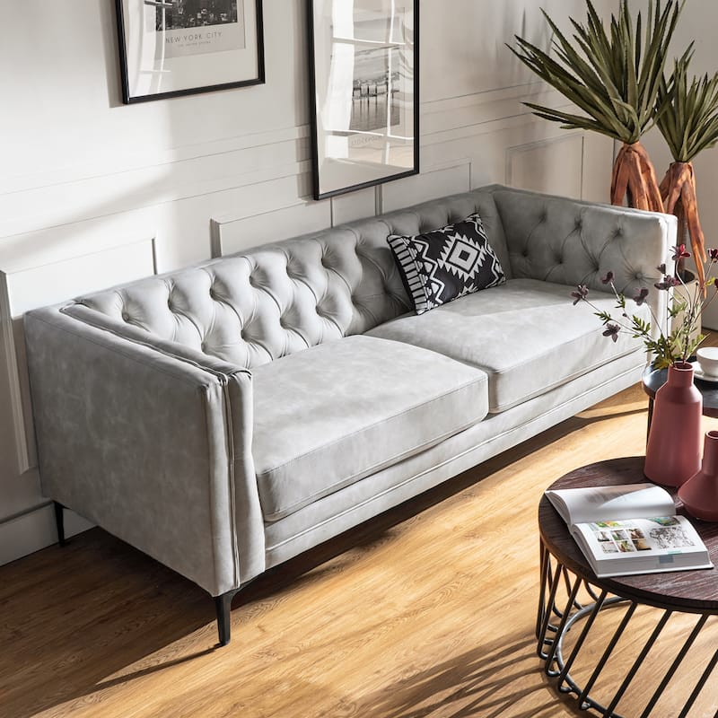 Calymne 84" Classic Square Arms Sofa with Button-Tufted Back by HULALA HOME