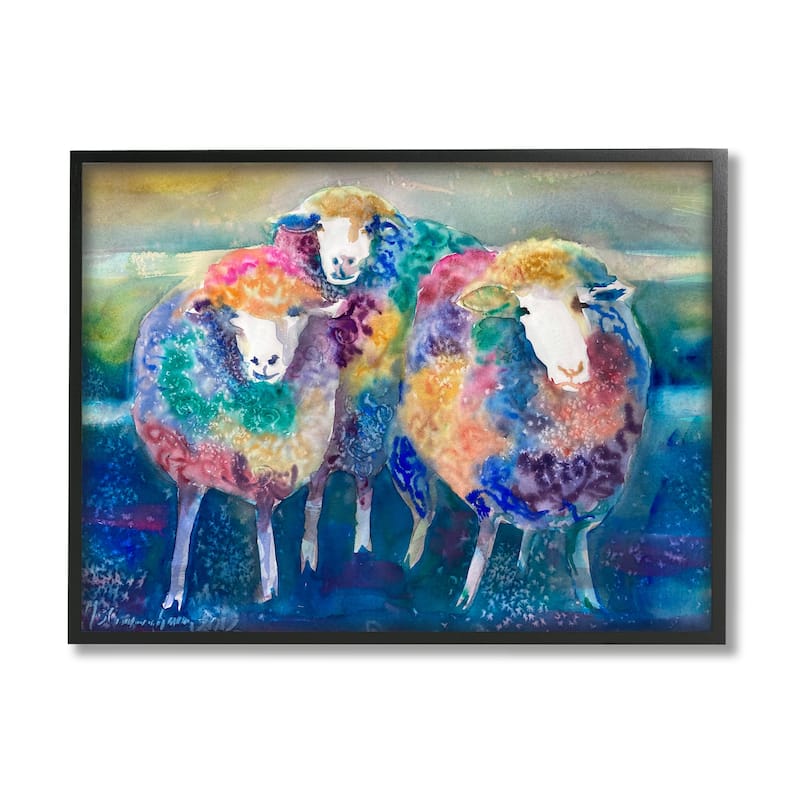 Stupell Fun Cute Bold Rainbow Farm Sheep Design Framed Wall Art - Multi-Color