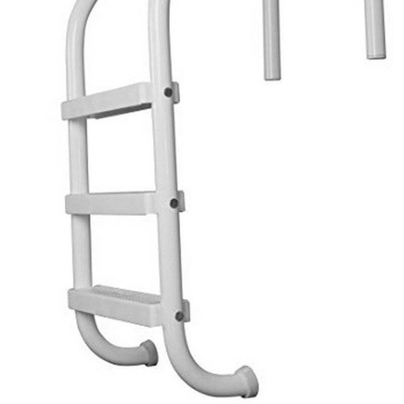 Saftron 3 Step High Impact Polymer Finish Inground Pool Ladder, White (2 Pack) - 37