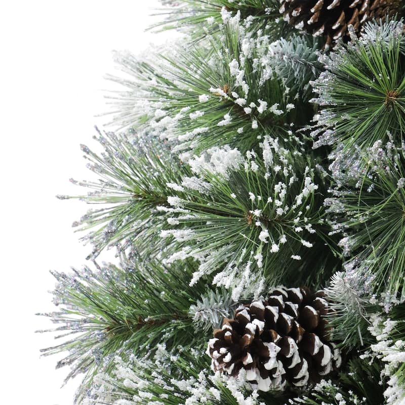 Puleo International Pre-Lit 7.5' Frosted Boulder Pine Artificial Christmas Tree