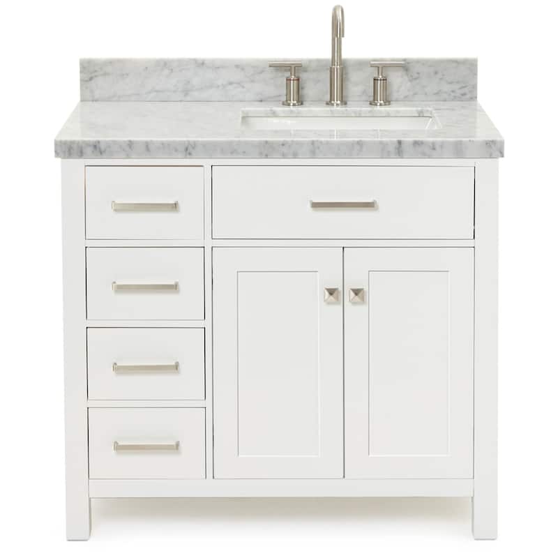 Ariel H037SRCWRVO Bristol 36" Thick Carrara Marble Vanity Top - White - Colored