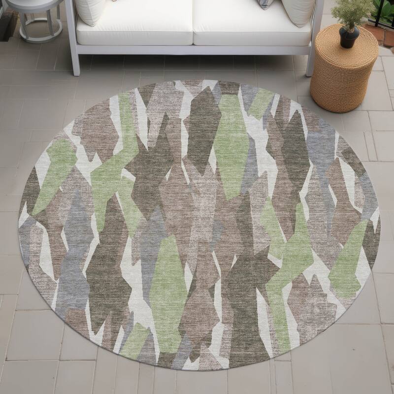 Machine Washable Indoor/ Outdoor Contemporary Dylan Chantille Rug - Mocha - 8' x 8'