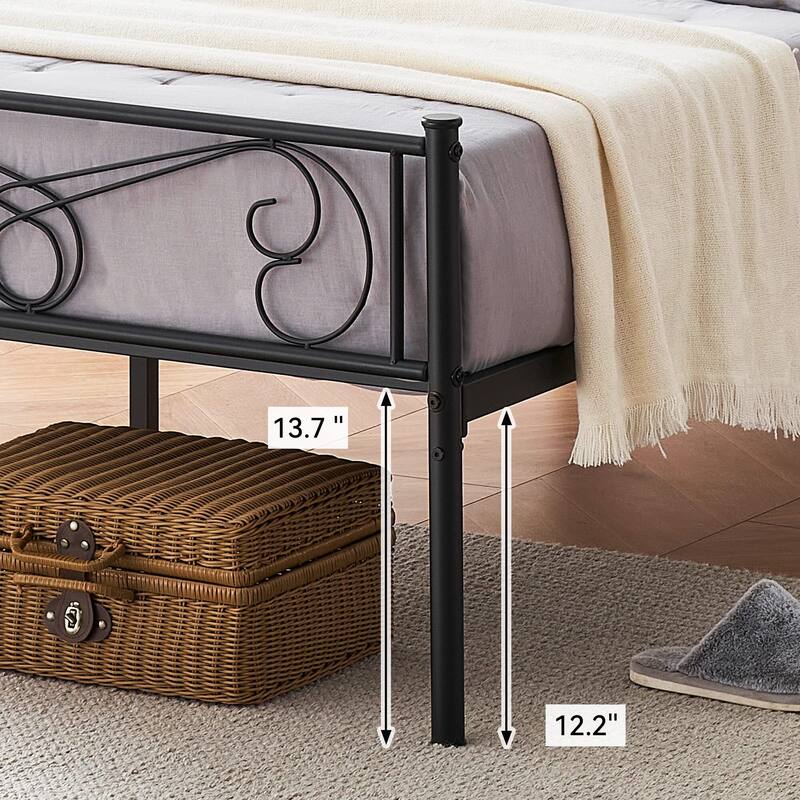Bed Frame Platform with Headboard and Footboard Metal Bed Mattress Foundation