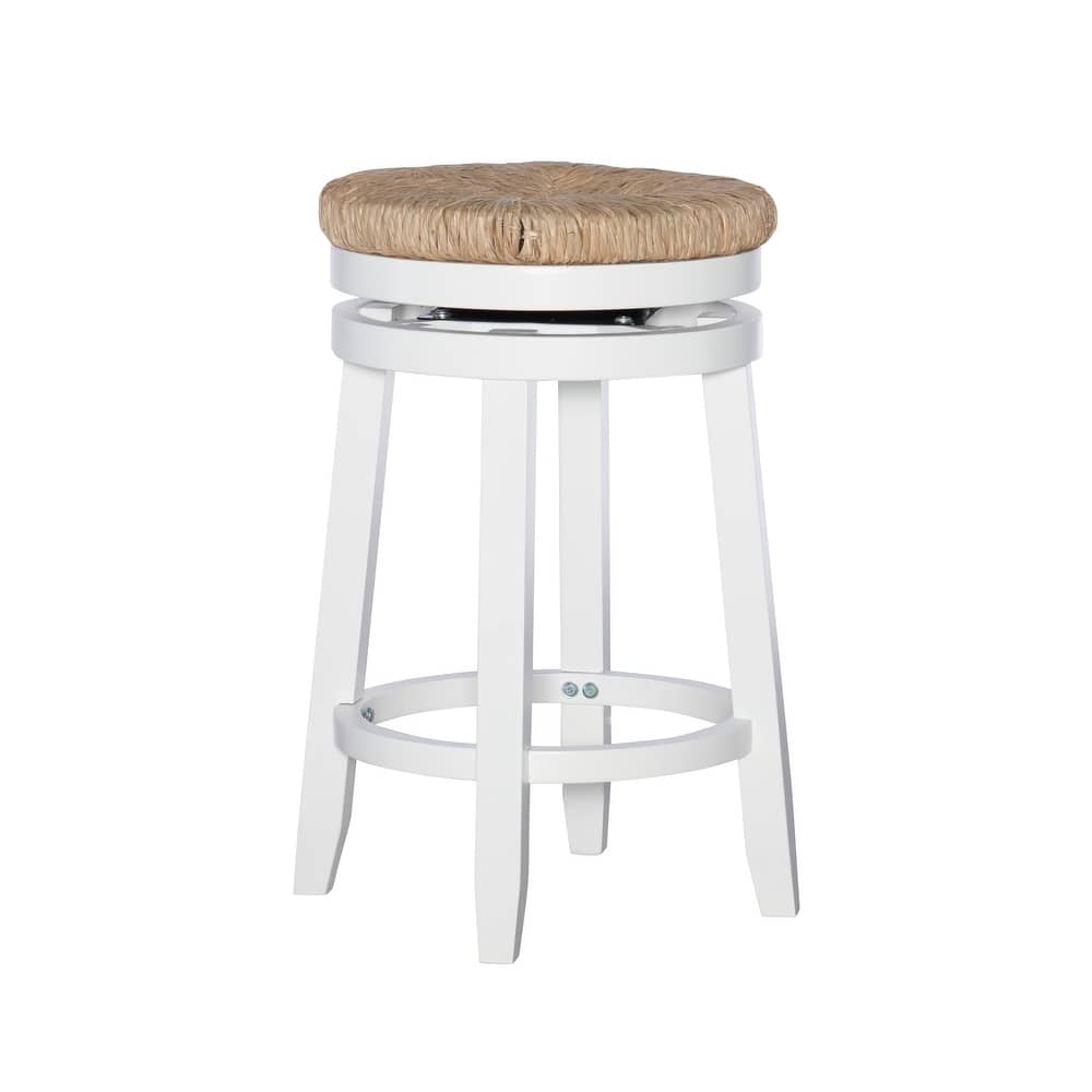 Linon Maya Backless Swivel Counter Stool with Seagrass Seat