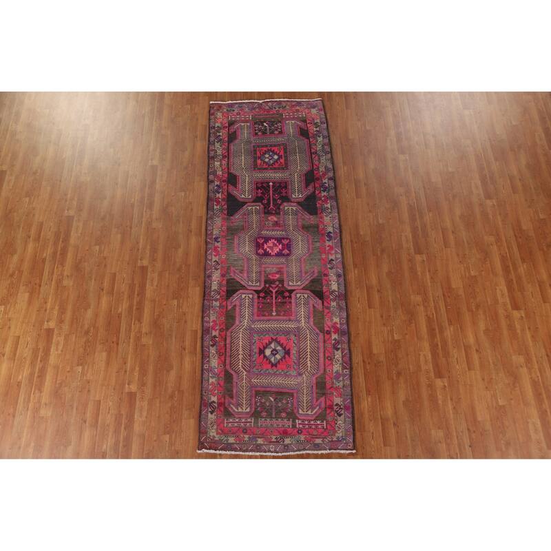Meshkin Persian Antique Runner Rug Handmade Wool Carpet - 3'7" x 10'6"