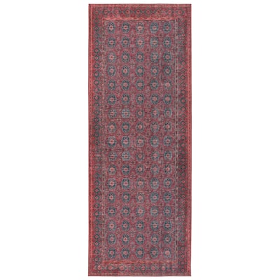 Machine Washable Kate Lester + Jaipur Living Kalinar Damask Dark Red/ Blue Area Rug