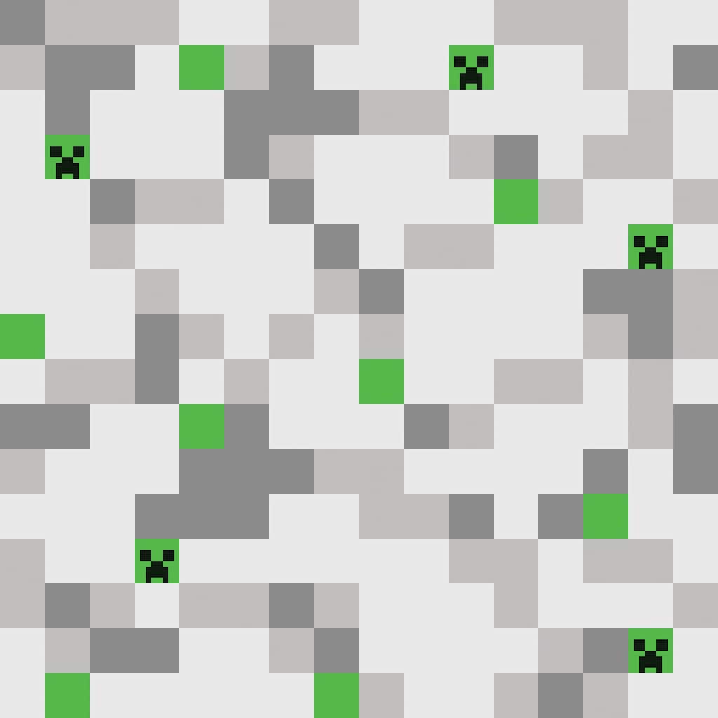 Minecraft Grey Pixel Creeper Peel and Stick Wallpaper