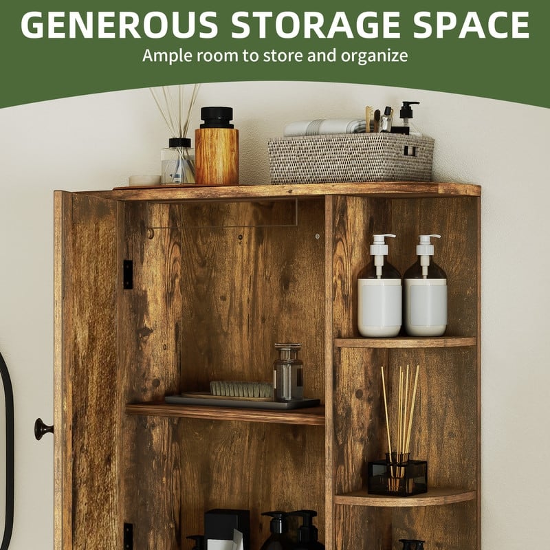 Wall Mounted Bathroom Medicine Cabinet with Mirror Door and Removable Shelf
