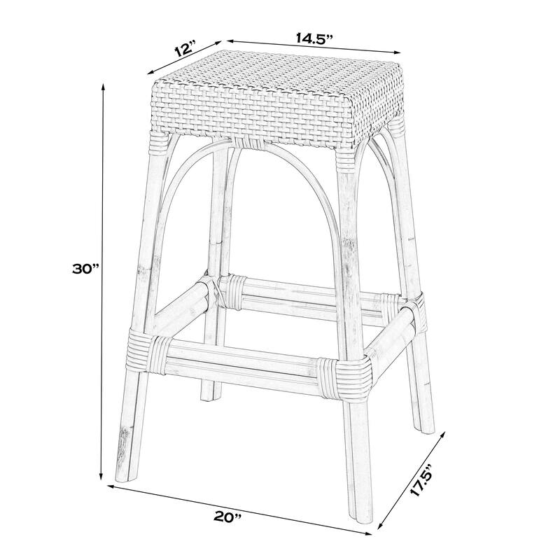 Robias Rectangular Rattan 30" Bar Stool