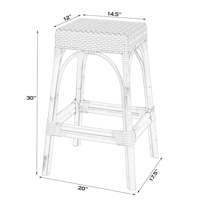 Robias Rectangular Rattan 30" Bar Stool