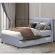 preview thumbnail 2 of 8, Full Size Upholstered Platform Bed with Adjustable Trundle, Modern Linen Headboard