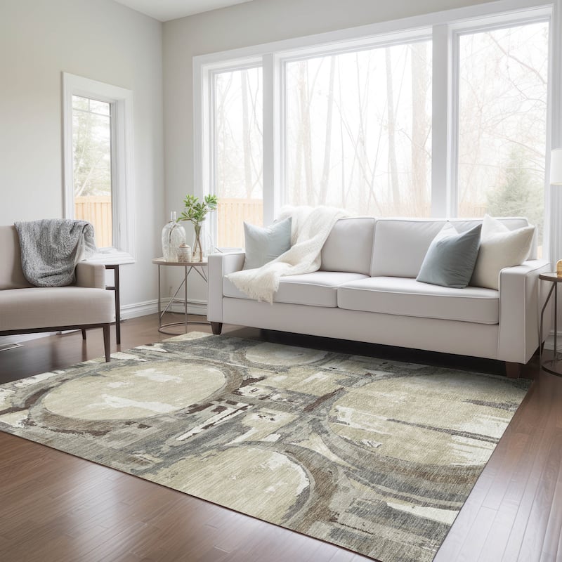 Machine Washable Indoor/ Outdoor Chantille Contemporary Abstract Rug