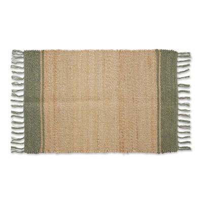 DII Black With Natural Jute Chevron Hand-Loomed Rug - 2' x 3' Oval