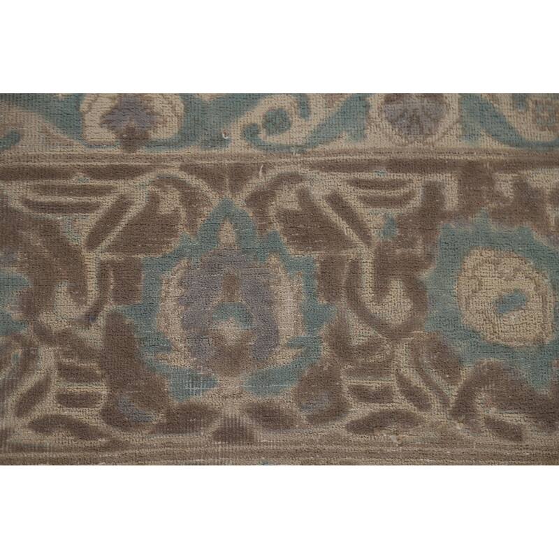 Hand Knotted Oriental 100% Wool Carpet Traditional Floral Greys & Charcoal Tabriz Area Rug - 13' 3'' X 9' 4''