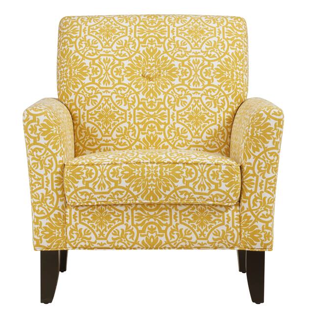 Handy Living Alex Gold Damask Upholstered Arm Chair