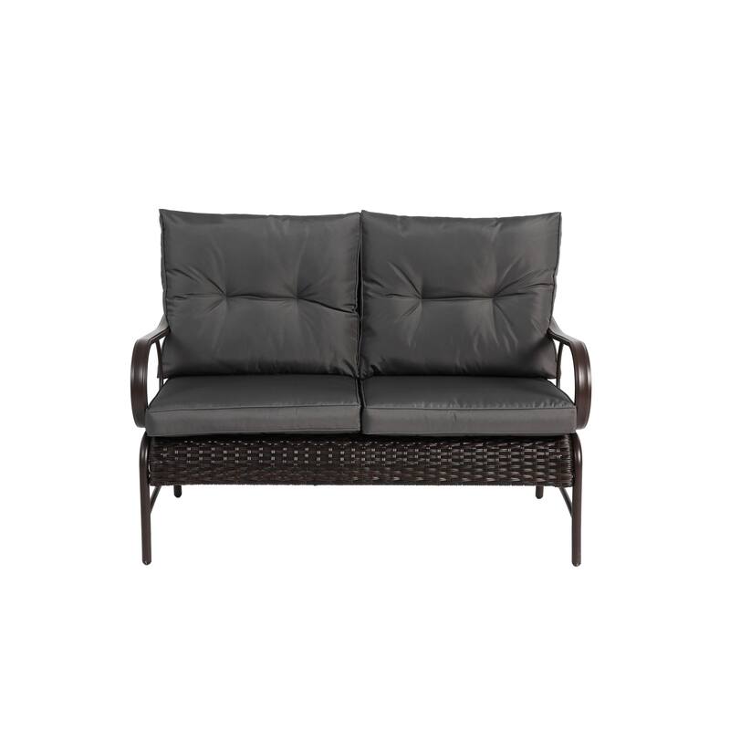 Classic Patio Sofa Wicker Conversation Set Rattan Sofa Chair wTable