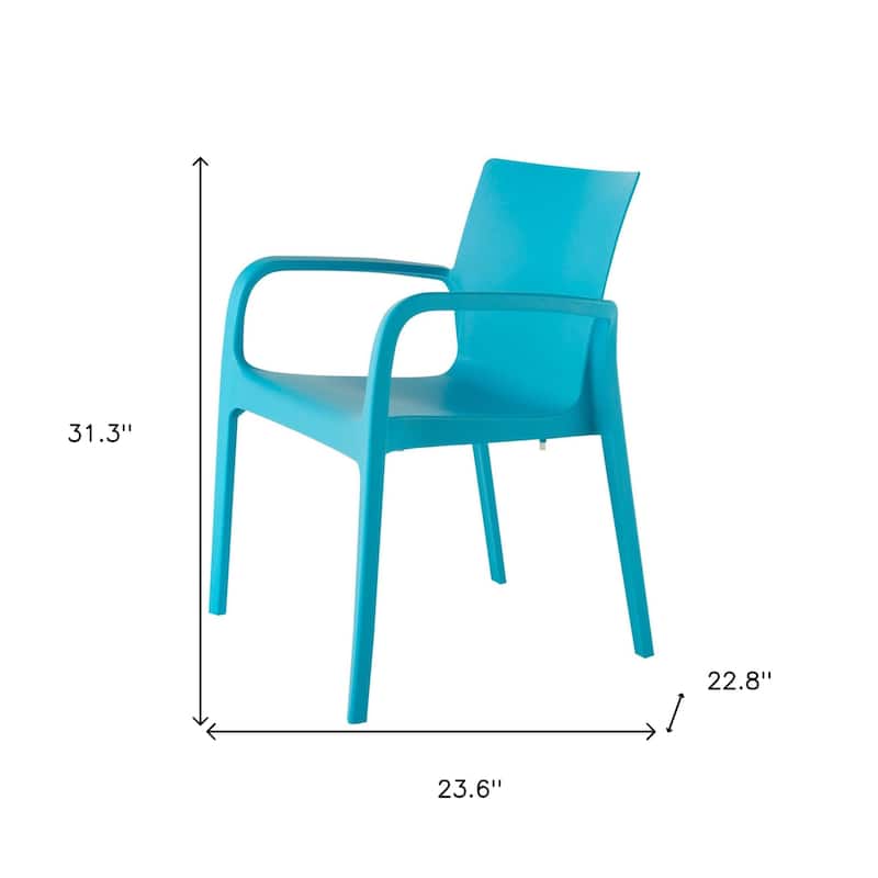 HomeRoots Set of Two Blue Heavy Duty Plastic Outdoor Stacking Dining Chairs