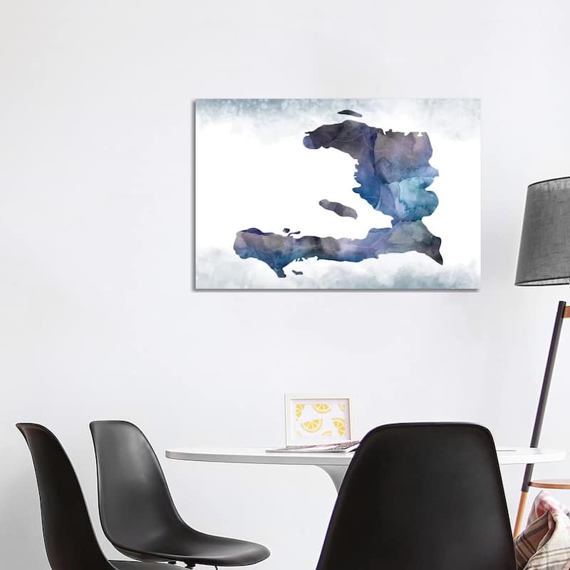 iCanvas "Haiti Bluish Map" by WallDecorAddict Canvas Print - 26x40x1.5