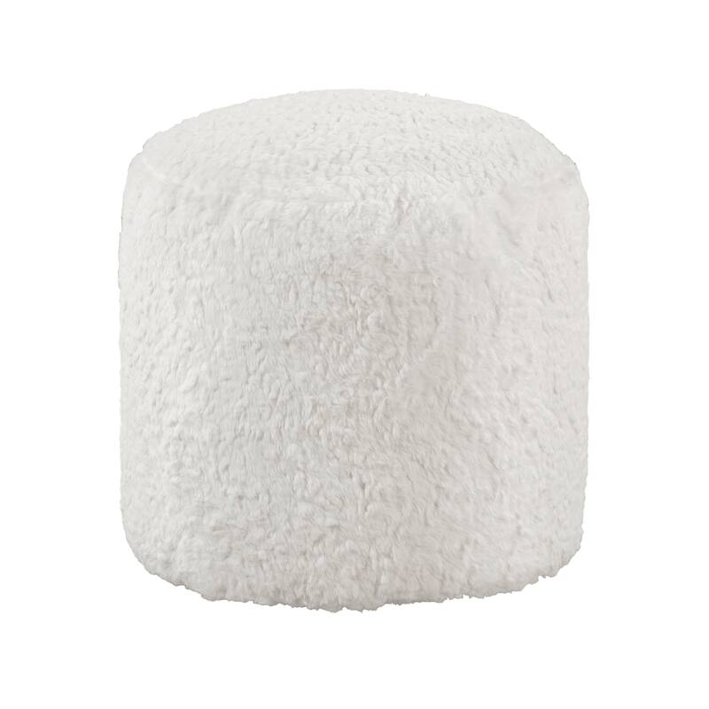Modern Pouf Faux Fur Fabric Upholstered Ottoman, Footstool, Non-Slip Floor Pouf, Bean Bag Chair, 1pc Sitting Pouf