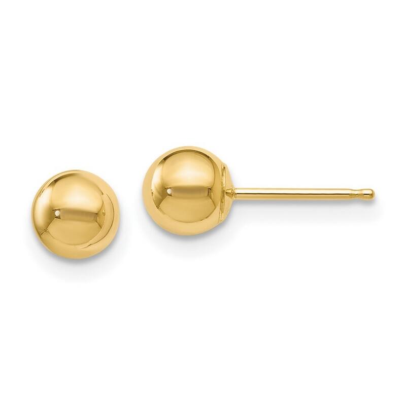 Curata 14k Yellow Gold Polished 5mm Ball Post Earrings