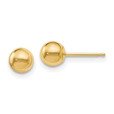 Curata 14k Yellow Gold Polished 5mm Ball Post Earrings