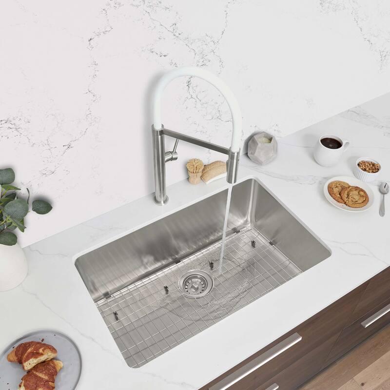 Stylish Dual Mount 30" Stainless Steel Single-Bowl Kitchen Sink S-411 - 30" x 18" x 9" - With Bottom Grid