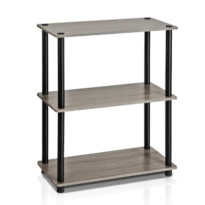 3 Tiers Wood Household Shelving Unit in French Oak/Black (23.6 in. W x 29.5 in. H x 11.6 in. D) - 23.6