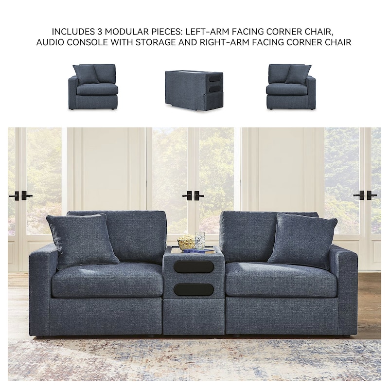 Signature Design by Ashley Modmax 3-Piece Sectional with Audio Console - 93" W x 37" D x 36" H
