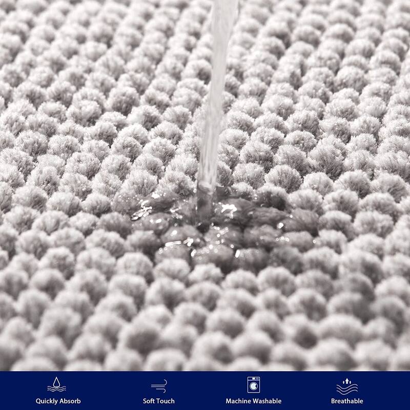 Subrtex Rugs Chenille Gradient Stripe Pattern Soft Plush Bath Rug Shower Water Absorbent Mat
