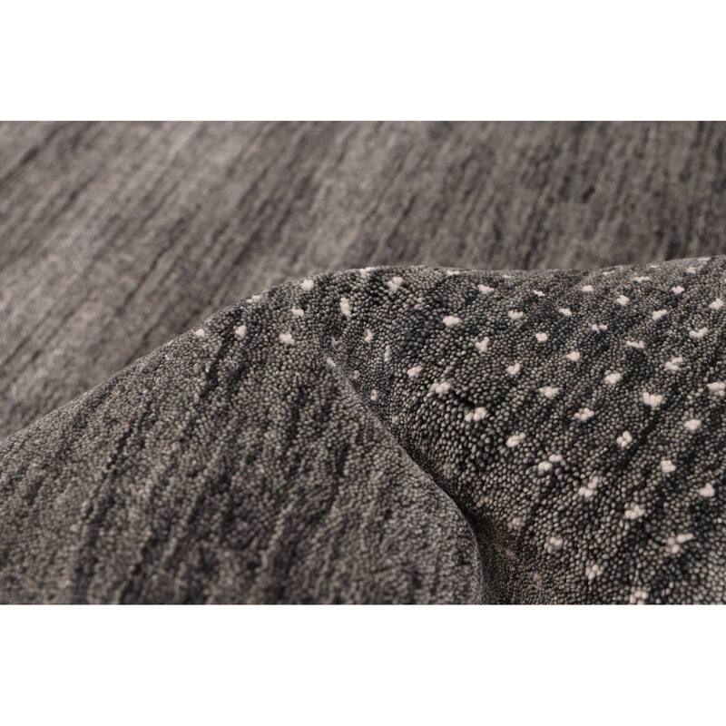 ECARPETGALLERY Hand Loomed Kashkuli Gabbeh Dark Grey Wool Rug - 7'11 x 9'10