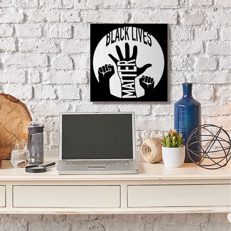 Stupell Black Phrase United Raised Hands Canvas Wall Art Design By Marcus Prime