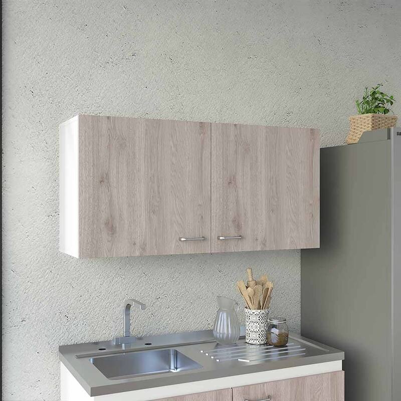 Wall Cabinet, Two Shelves, Double Door, Black Wengue Finish