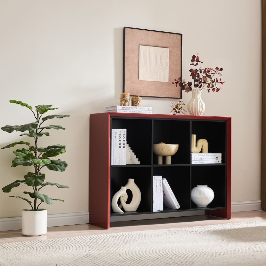 Ethan Contemporary Wood 6-Shelf Bookcase with Open Cubby Storage