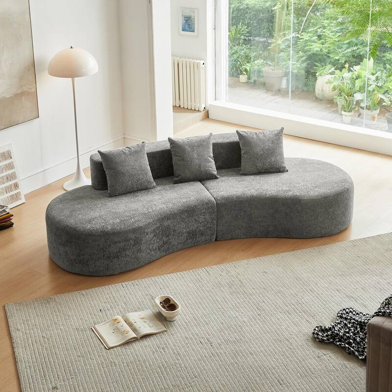 Curved Velvet Loveseat Sofa 5-Seat Sectional Couch Floor Chaise Lounge