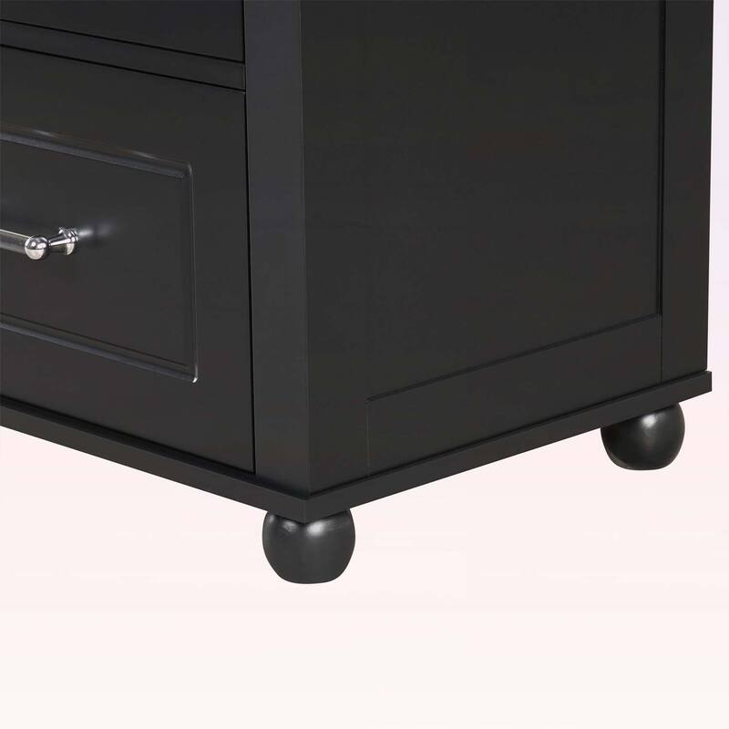 Tall Bathroom Storage Cabinet with Two Drawers and Adjustable Shelf