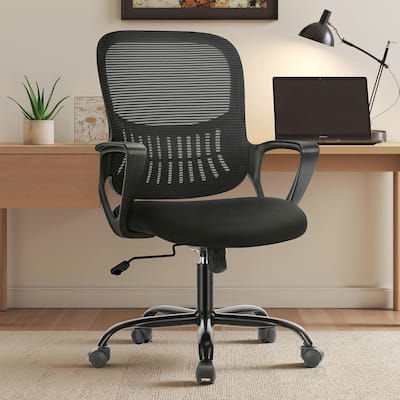 Ergonomic Mesh Office Chair, Mid-Back Mesh Rolling Work Swivel Chairs with Wheels, Lumbar Support, Swivel Computer Task Chair