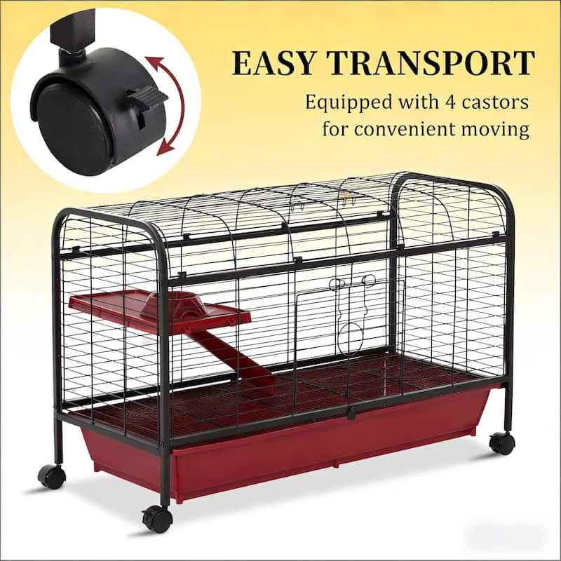 Pet Play House,Small Animal Cage is designed for convenient cleaning - Black,Red