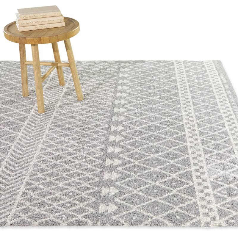 Ceram Moroccan Geometric Area Rug - 5'3" x 7' - Grey - Rectangle