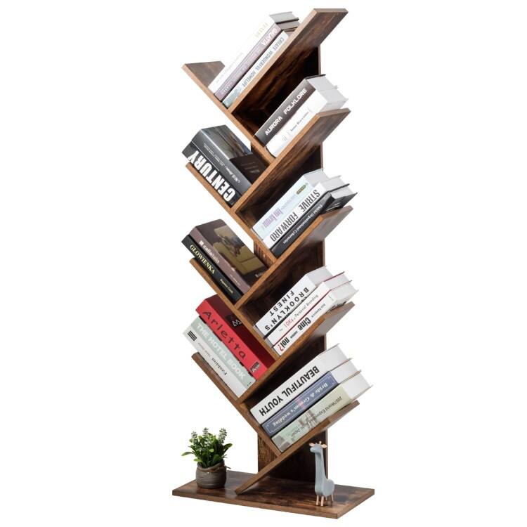 8-Tier Tree Bookshelf for Living Room with Large Storage and Stability - 20" L x 11" W x 55" H